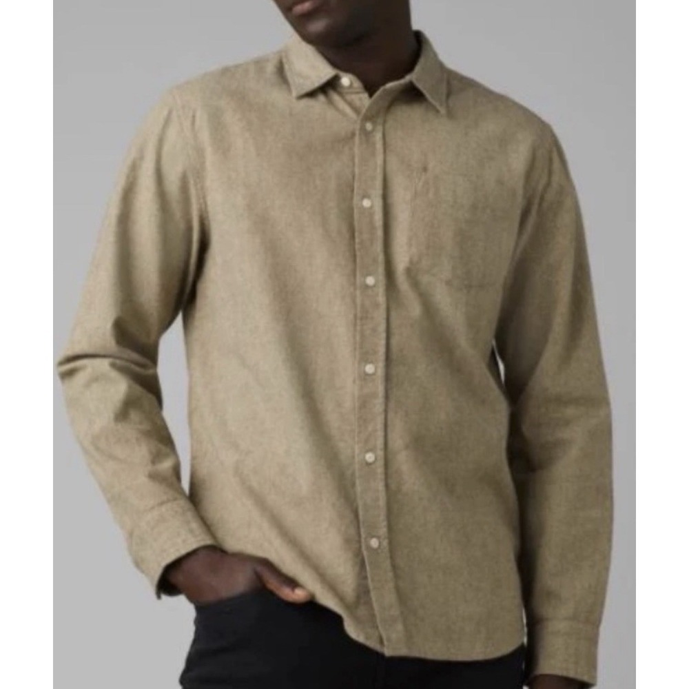 prAna Hampstead Long Sleeve Button Up Shirt Heavyweight Mens SZ XXL Hemp Cotton
